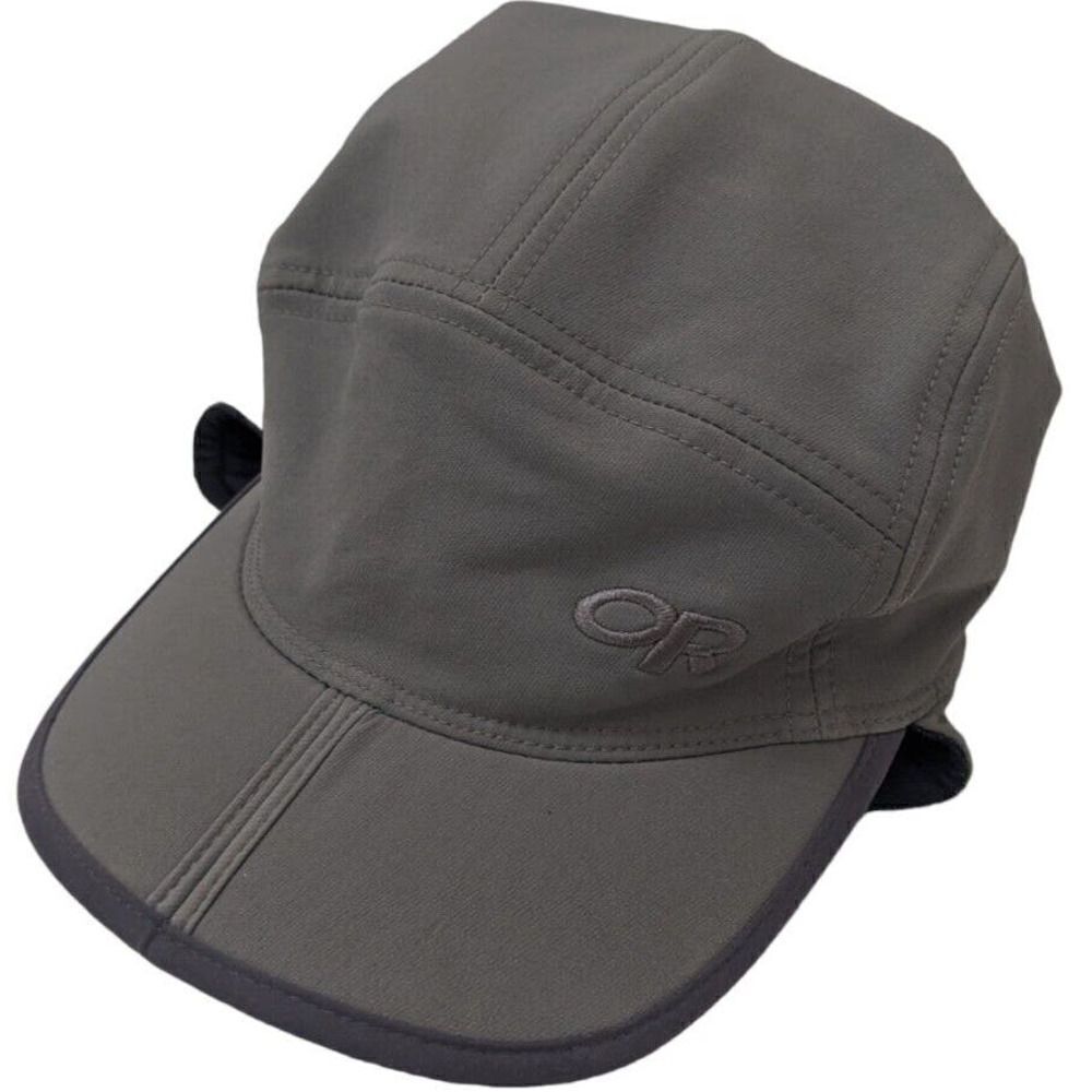 Outdoor Research Hat Mens Small Medium Gray 5 Panel Foldable Lightweight Ear Cap